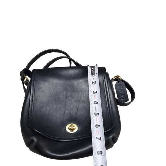Vintage Coach Companion Flap Crossbody Bag Black Leather Creed 9076 - Picture 7 of 13